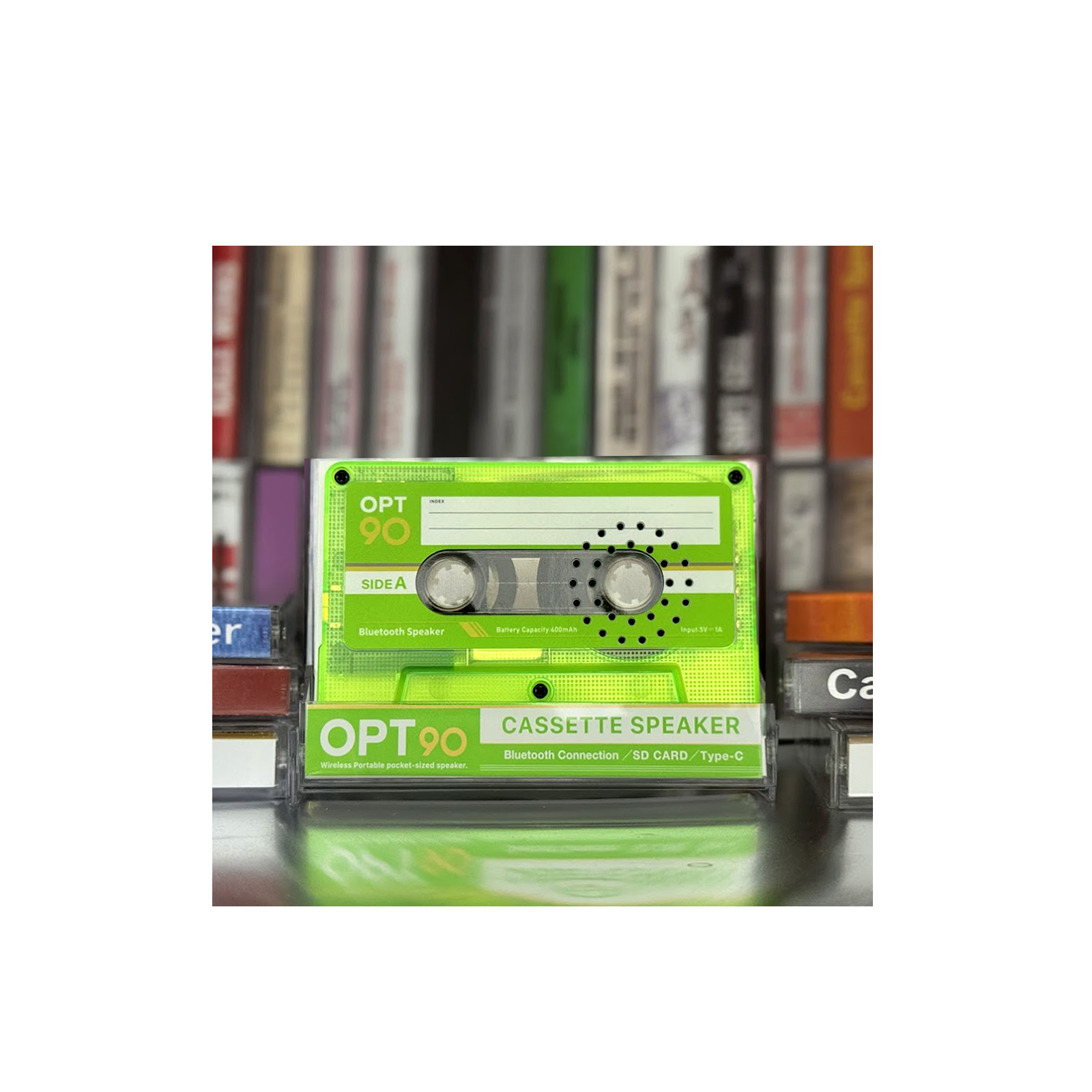 新色登場！レトロポップな「OPT90 カセットスピーカー」にネオグリーン